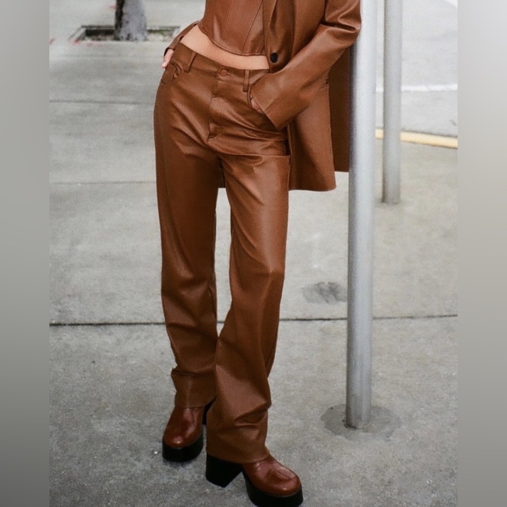 Zara FAUX LEATHER PANTS